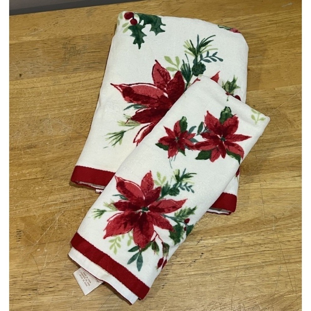 Lenox Christmas Holiday Nouveau Collection Bath Towel Hand Towel‎ 100% Cotton